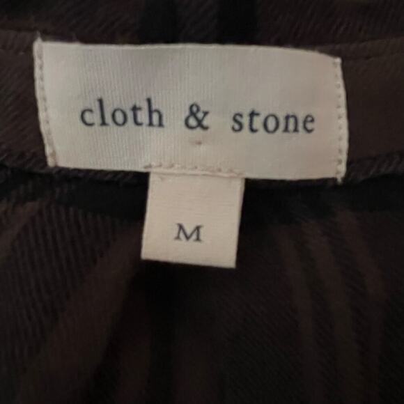 Cloth and Stone Plaid Blouse Raw Hem Size Medium - Picture 6 of 7